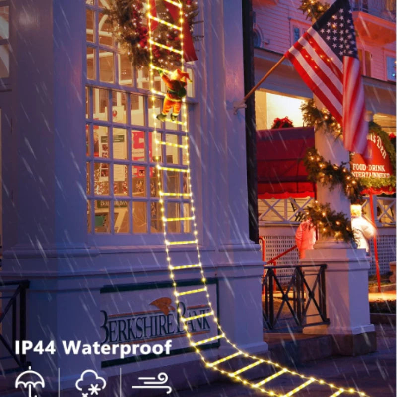 LED Santa Climbing Ladder Light – 1.5 / 3m USB Christmas Decoration with 8 Modes