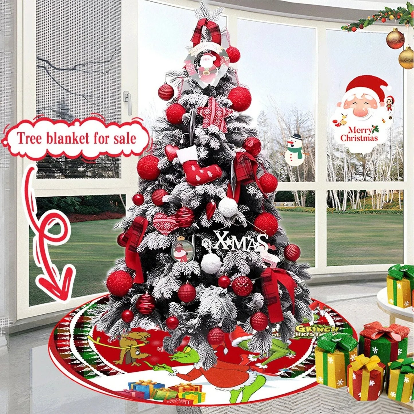 Christmas Tree Skirt – Faux Fur / Velvet Holiday Base Cover
