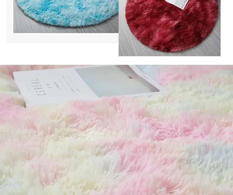 Super Soft Plush Round Rug – Fluffy White Thick Pile Accent Carpet