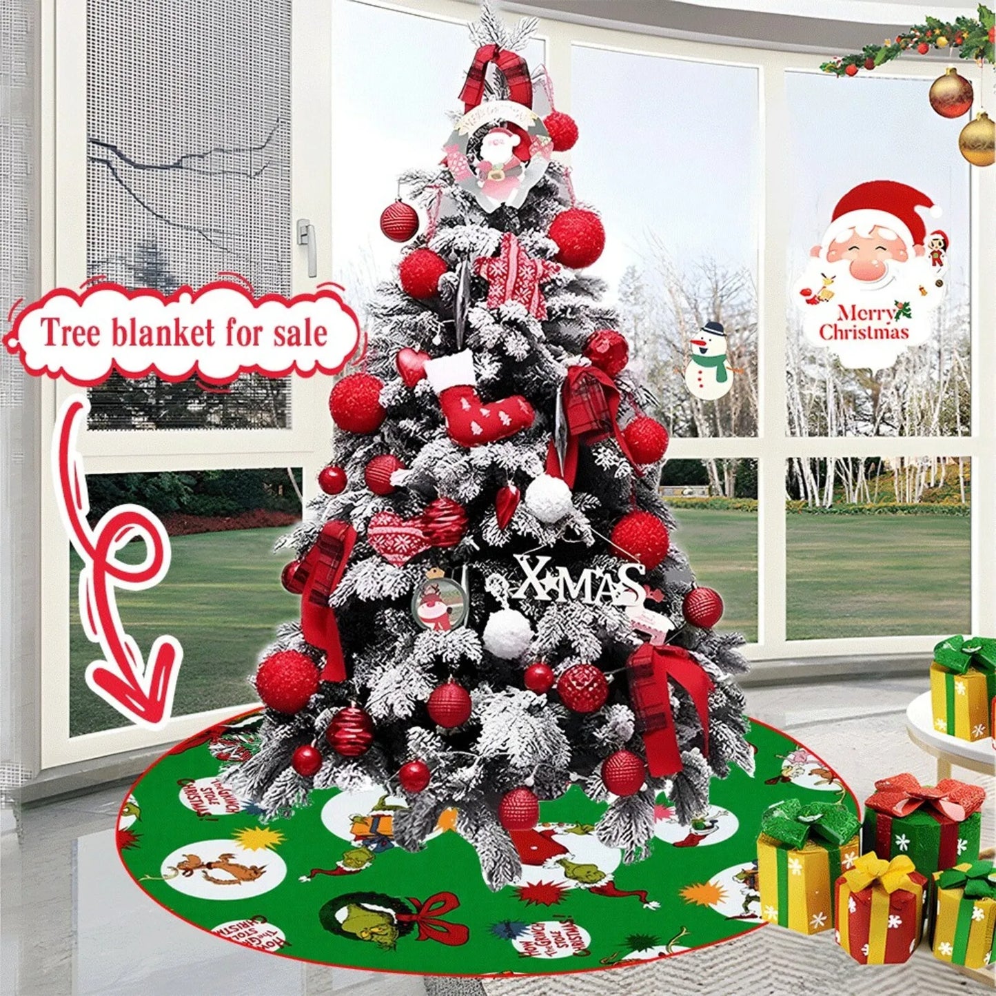Christmas Tree Skirt – Faux Fur / Velvet Holiday Base Cover