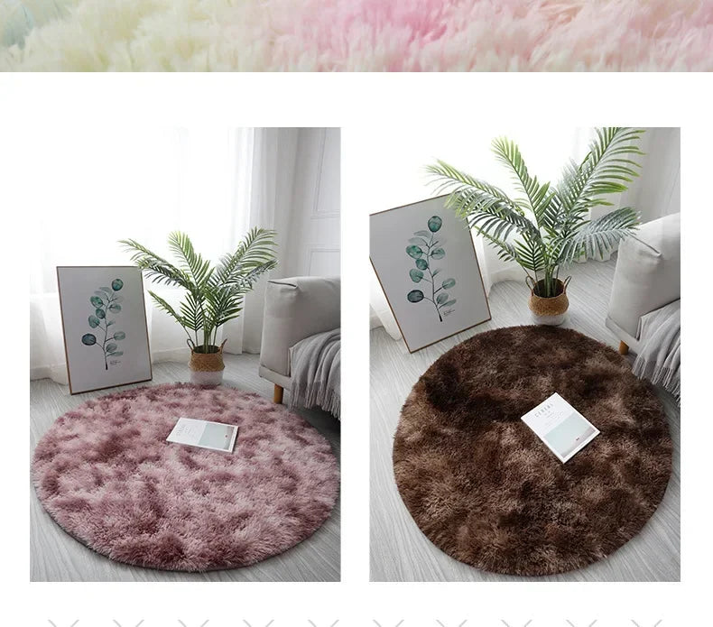 Super Soft Plush Round Rug – Fluffy White Thick Pile Accent Carpet