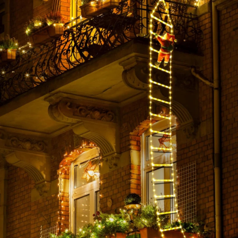 LED Santa Climbing Ladder Light – 1.5 / 3m USB Christmas Decoration with 8 Modes