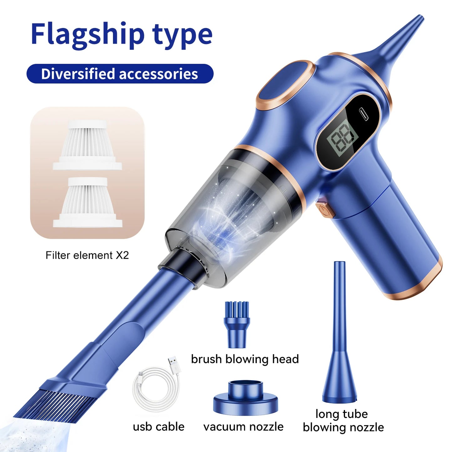 Wireless Car Vacuum Cleaner – Portable 60W Cordless Mini HEPA Vacuum for Car & Home