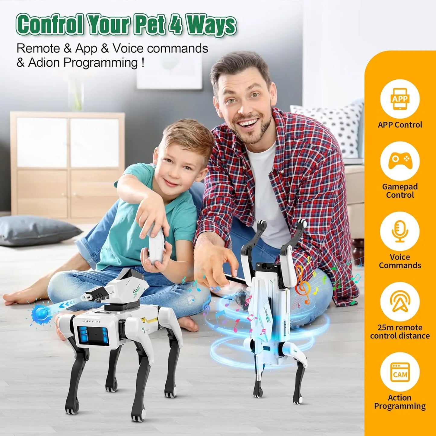 AI Simulation Robot Dog – Voice Command, App Control & Acrobatic Interactive Robot