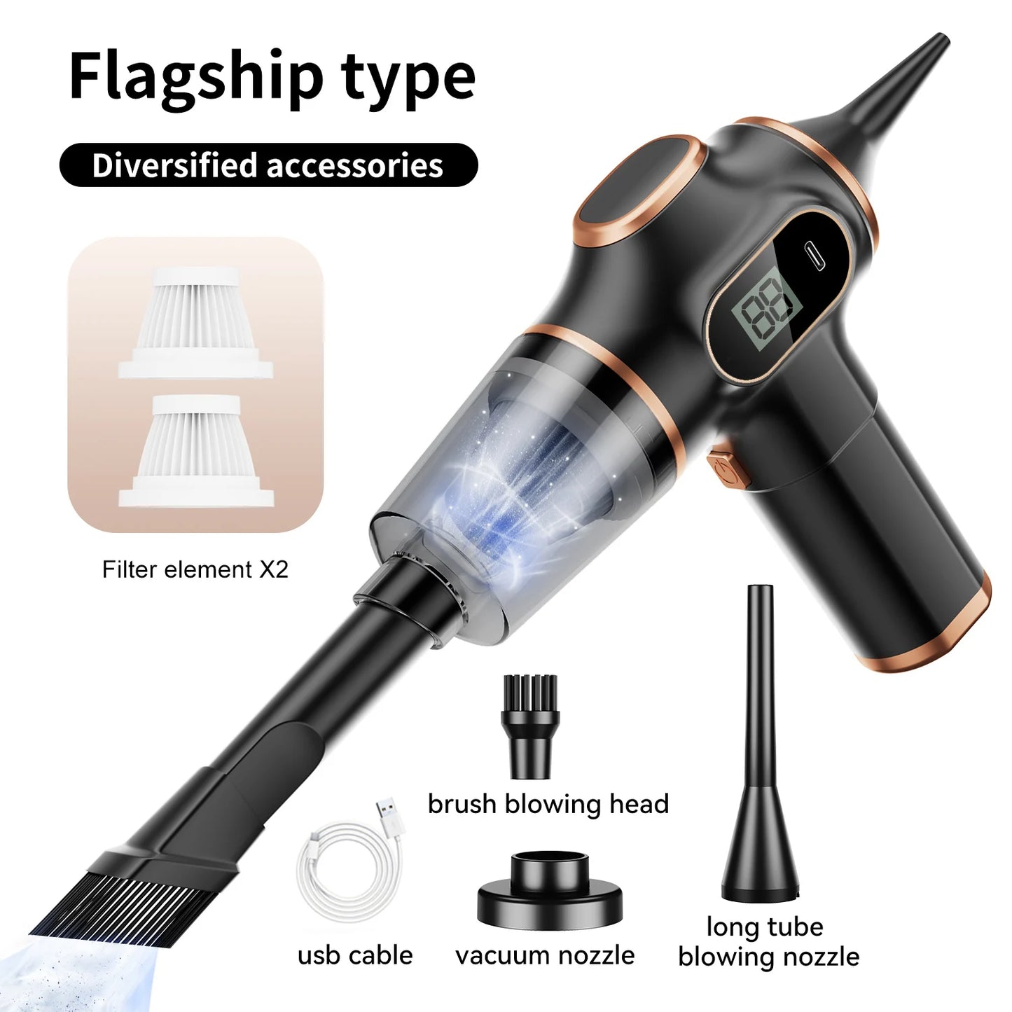 Wireless Car Vacuum Cleaner – Portable 60W Cordless Mini HEPA Vacuum for Car & Home