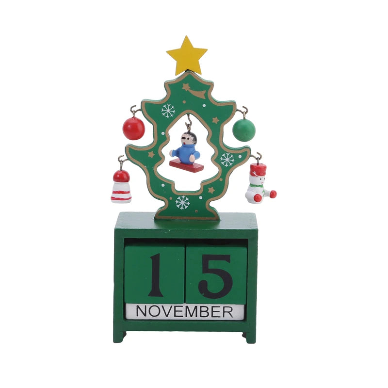 Christmas Countdown Calendar – Wooden Santa, Elk & Snowman Ornament