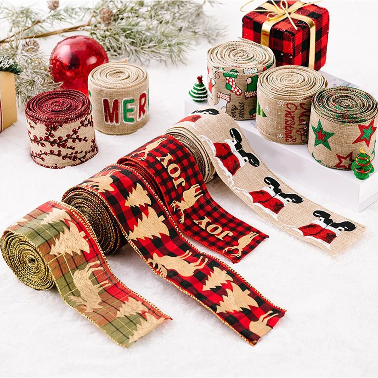 natural burlap ribbon holiday decor