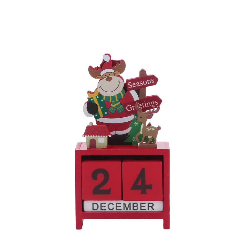 Christmas Countdown Calendar – Wooden Santa, Elk & Snowman Ornament