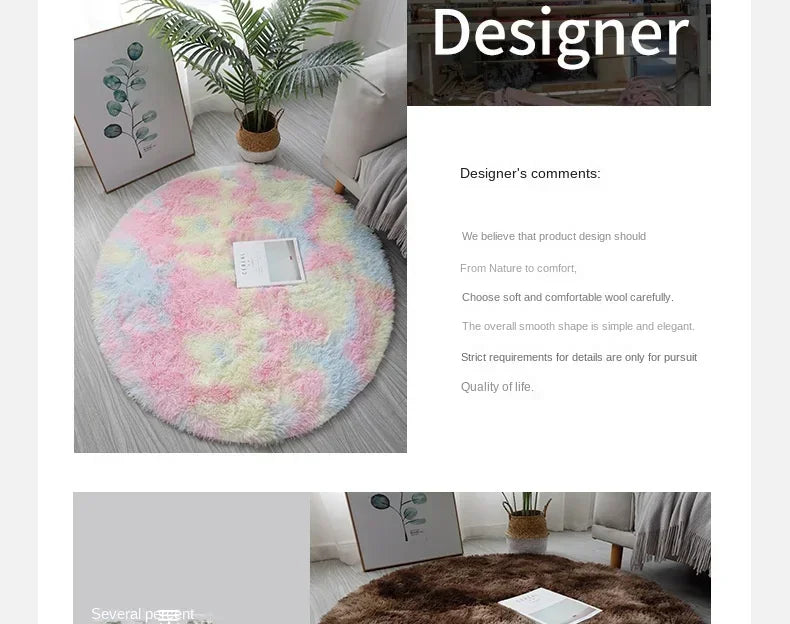 Super Soft Plush Round Rug – Fluffy White Thick Pile Accent Carpet