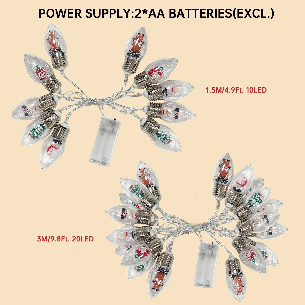 battery powered christmas snowball lights