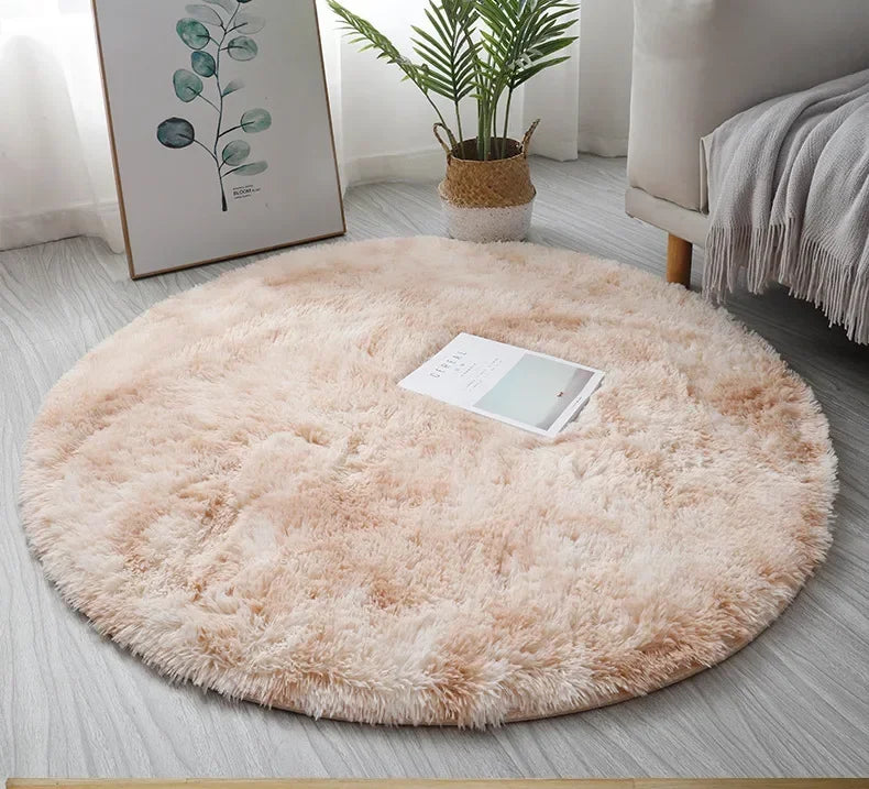 Super Soft Plush Round Rug – Fluffy White Thick Pile Accent Carpet
