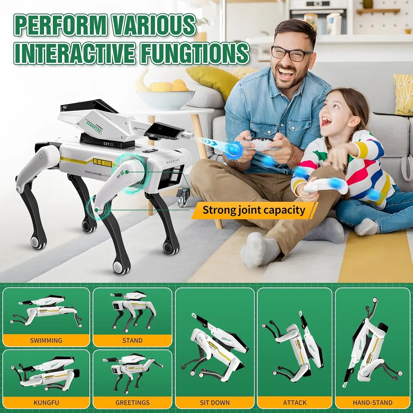 AI Simulation Robot Dog – Voice Command, App Control & Acrobatic Interactive Robot