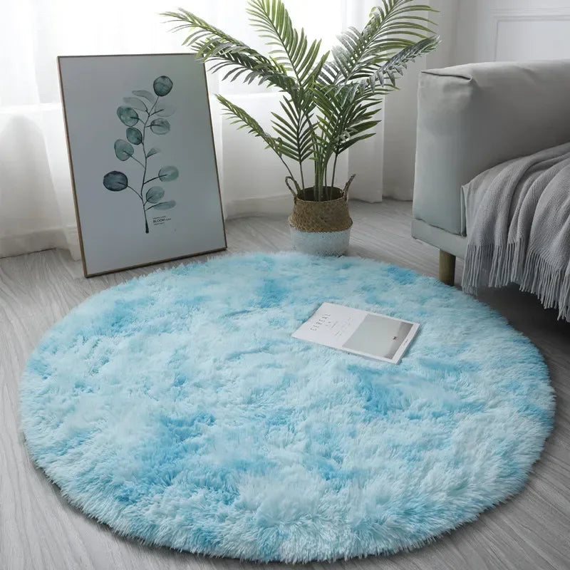 Super Soft Plush Round Rug – Fluffy White Thick Pile Accent Carpet