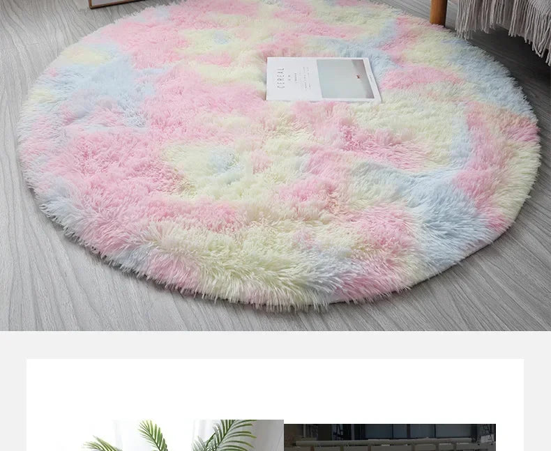 Super Soft Plush Round Rug – Fluffy White Thick Pile Accent Carpet