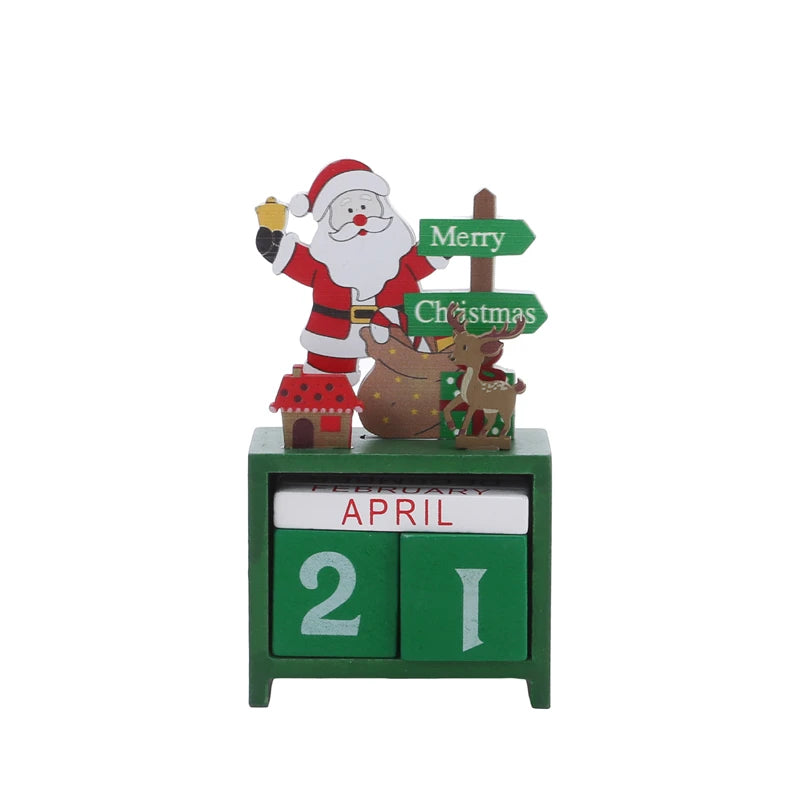 Christmas Countdown Calendar – Wooden Santa, Elk & Snowman Ornament