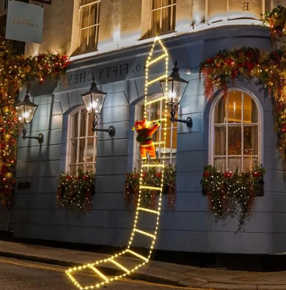 LED Santa Climbing Ladder Light – 1.5 / 3m USB Christmas Decoration with 8 Modes