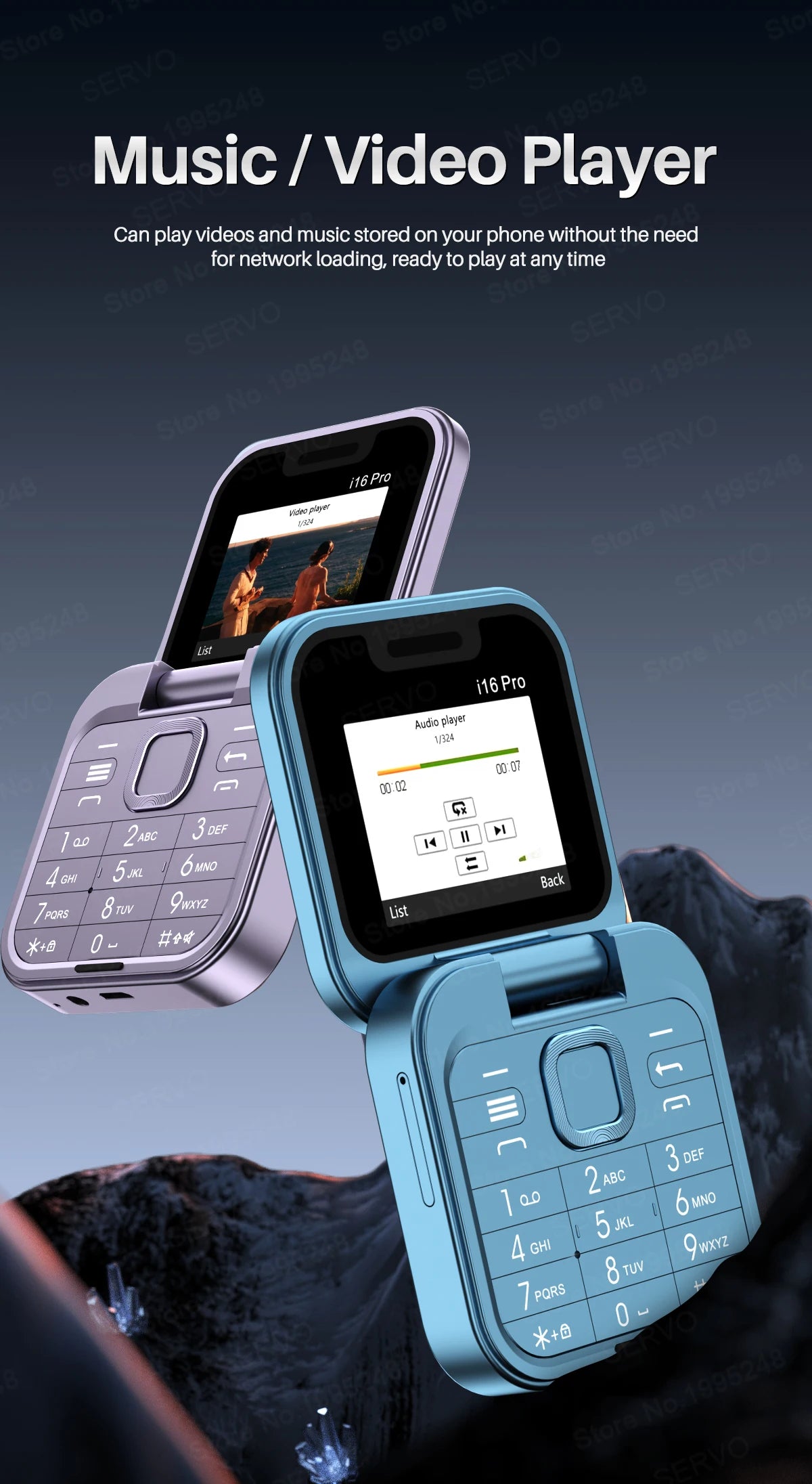 SERVO i16PRO Flip Mini Phone – 2G GSM Dual SIM, Magic Voice & FM Radio