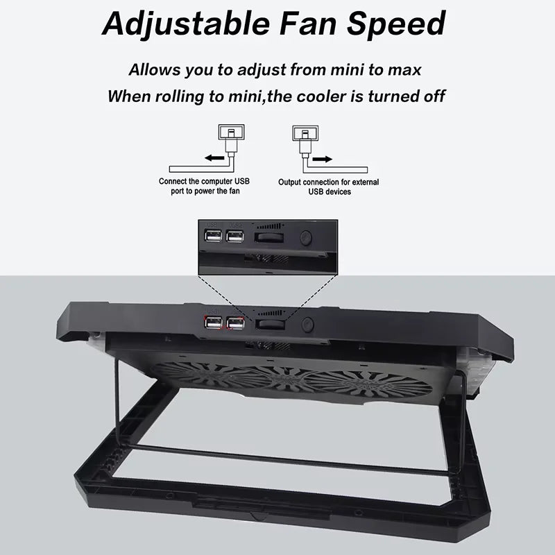 Gaming Laptop Cooling Pad – 2 Quiet LED Fans (15.6″–17″) USB Powered