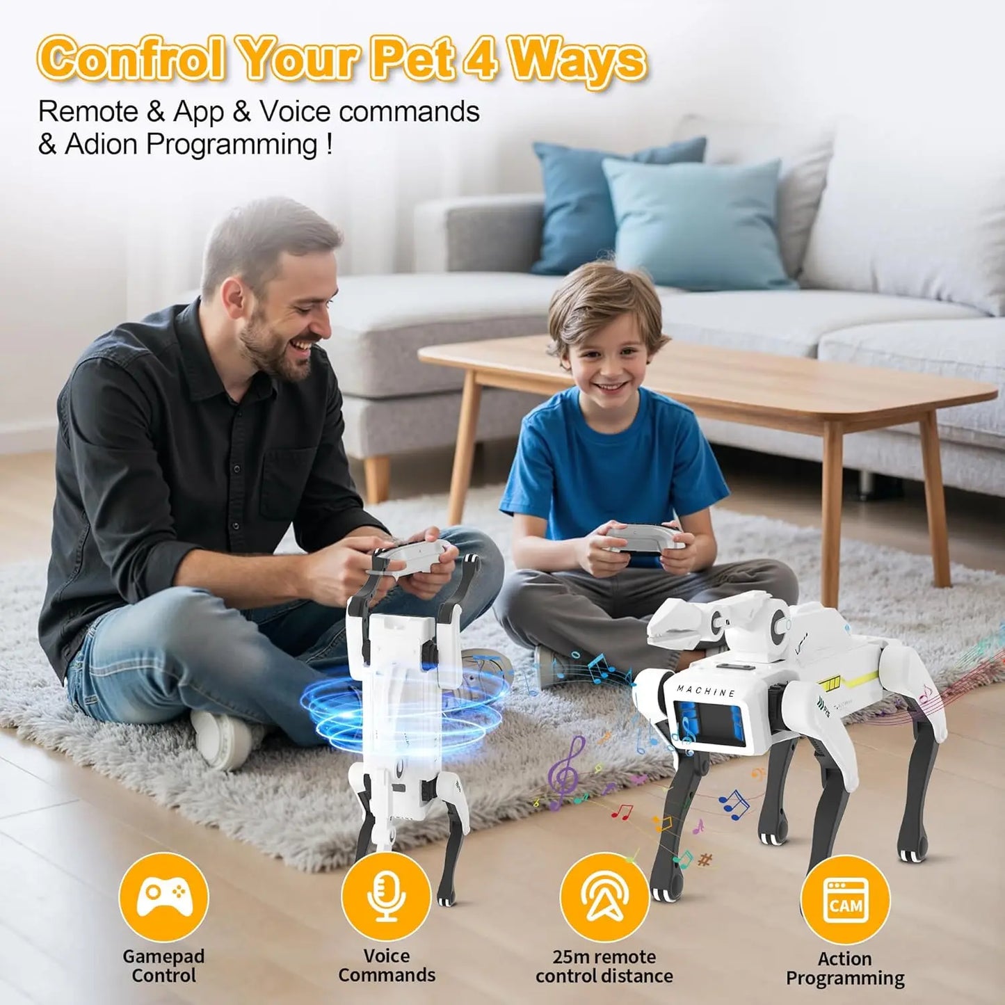 AI Simulation Robot Dog – Voice Command, App Control & Acrobatic Interactive Robot