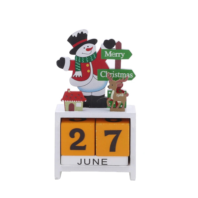 Christmas Countdown Calendar – Wooden Santa, Elk & Snowman Ornament
