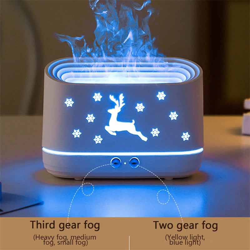 Elk Flame Humidifier Diffuser – Silent Household Atmosphere Lamp, Christmas Home Decoration