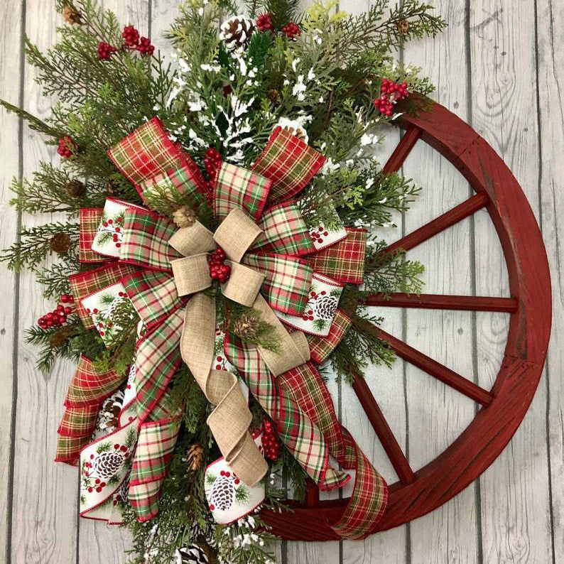 Simulation Christmas Wreath – Animal Farm Pine Cone Door Ring (Handmade Pastoral Style) | Pixel & Parcel Co.