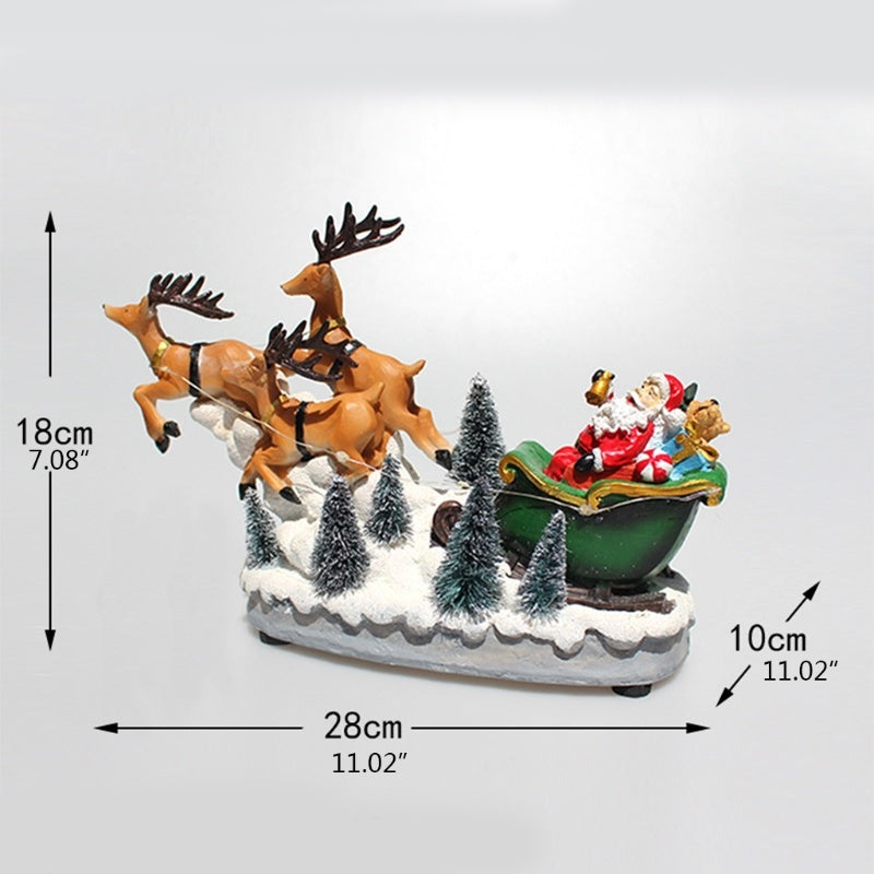 Luminous Music Elk Pull Cart – Creative Resin Christmas Ornament Gift
