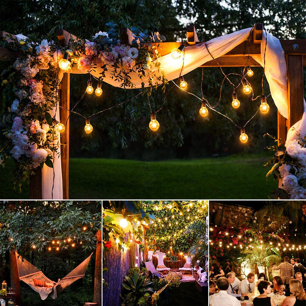25-50FT Outdoor Festoon Globe String Fairy Lights – G40 Bulbs for Garden, Wedding & Home