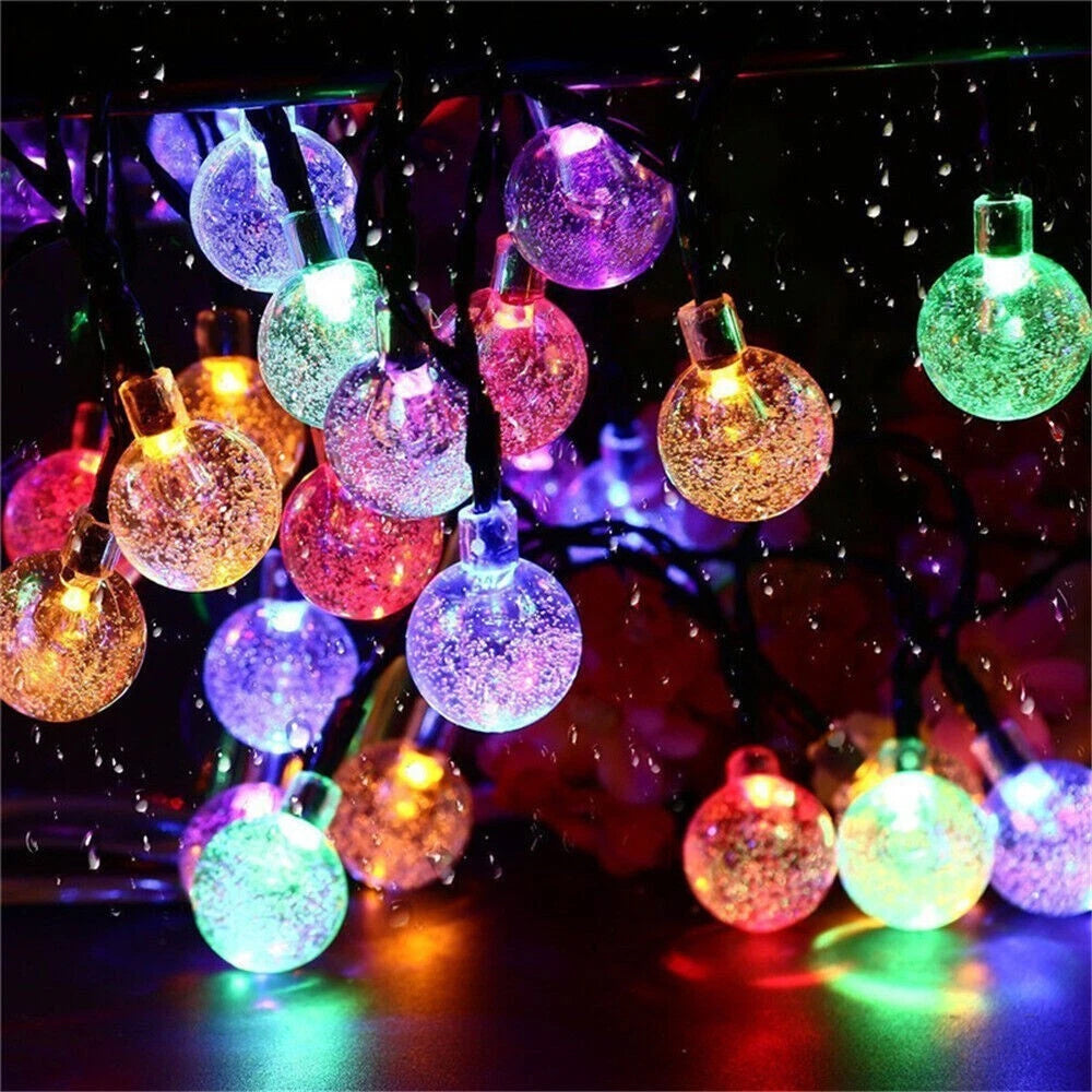 12M LED Solar Powered Retro Bulb String Lights – Outdoor Garden Fairy Ball Lamps