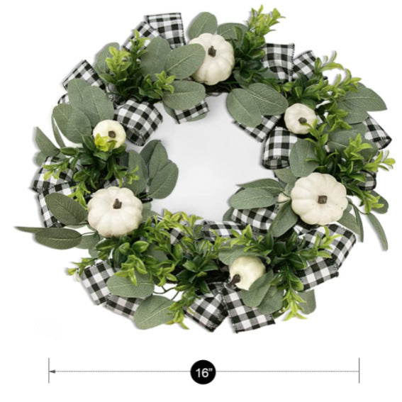 40cm Handmade Harvest Pumpkin Wreath – Thanksgiving & Christmas Decoration