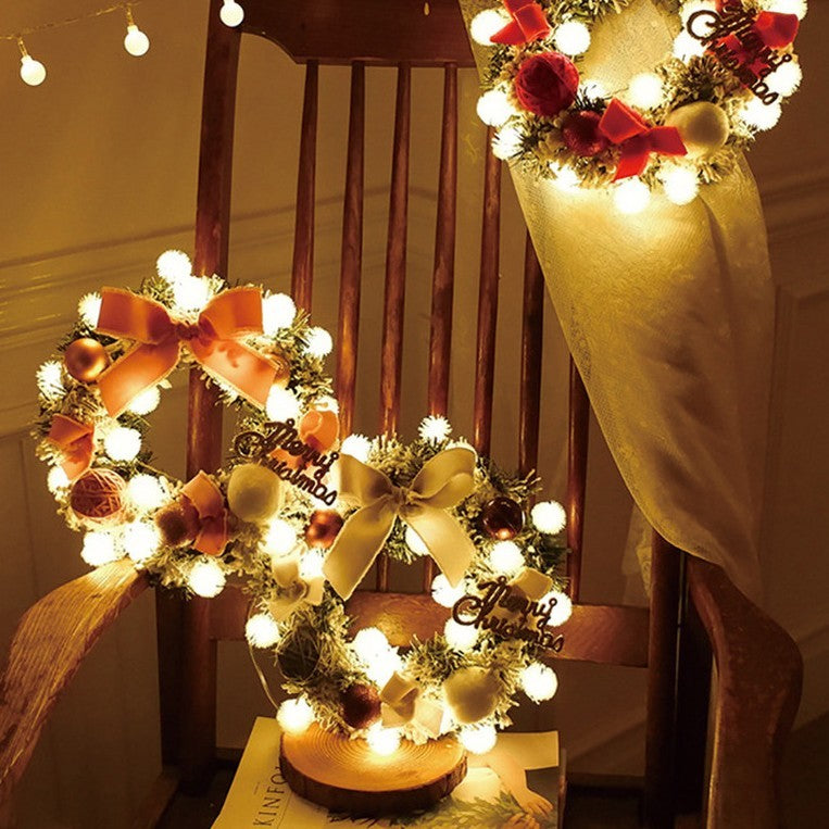 Multicolour Christmas Wreath with LED string lights – Pendant & package holiday decoration by Pixel & Parcel Co. UK