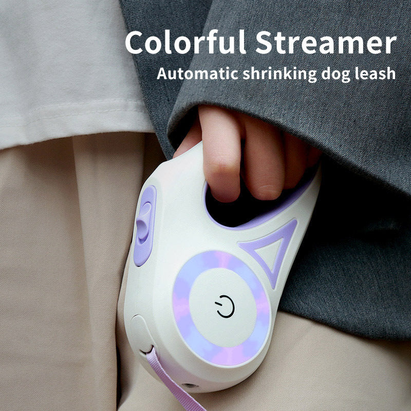 Retractable Dog Leash with Collar – Automatic Pet Traction Rope with Spotlight for Small & Medium Dogs