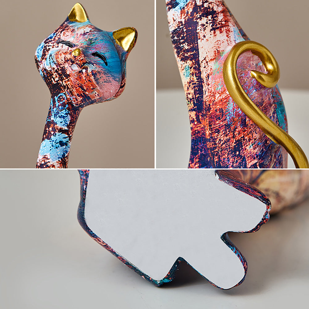 Kitty Ornaments – Artistic Resin Cat Figurines for Home Living Room Décor