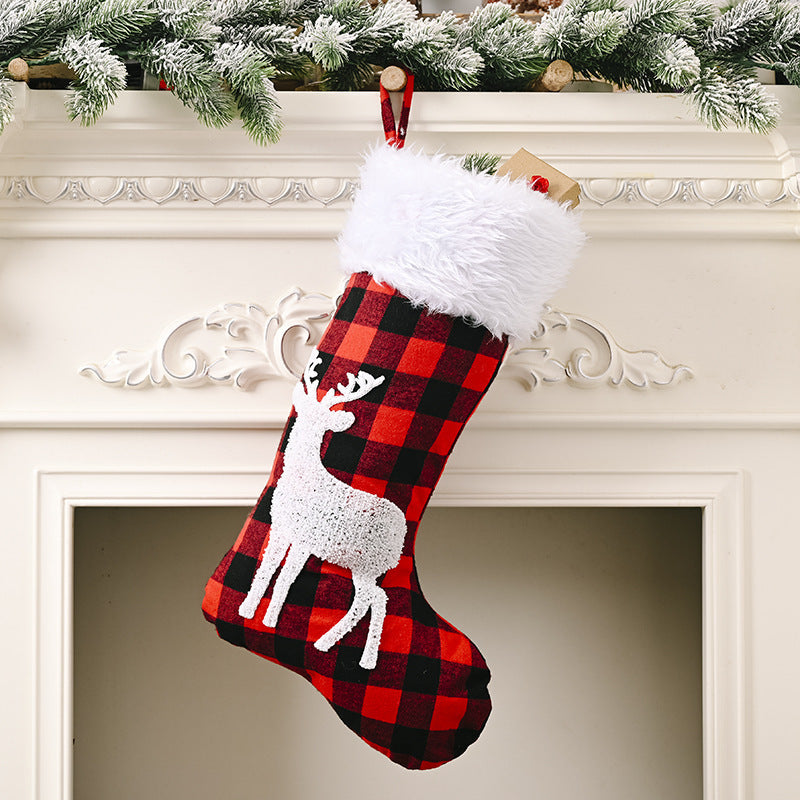 Red & Black Plaid Christmas Stockings – Festival Decoration Pendant