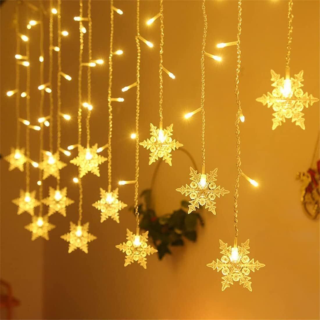 LED Snowflake Fairy Lights Curtain – Window Christmas Party Wedding Decoration | Pixel & Parcel Co.