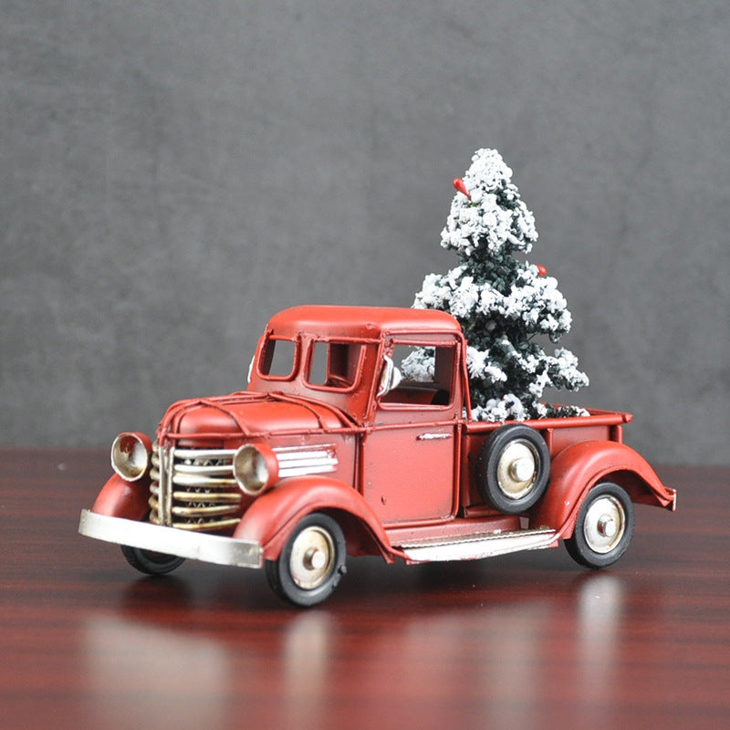 Christmas Retro Truck Model – Handmade Metal Craft Ornament