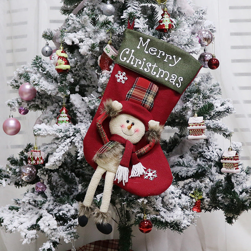 2026 New Year Christmas Stockings Set – 3D Plush Big Socks & Tree Pendant Decorations