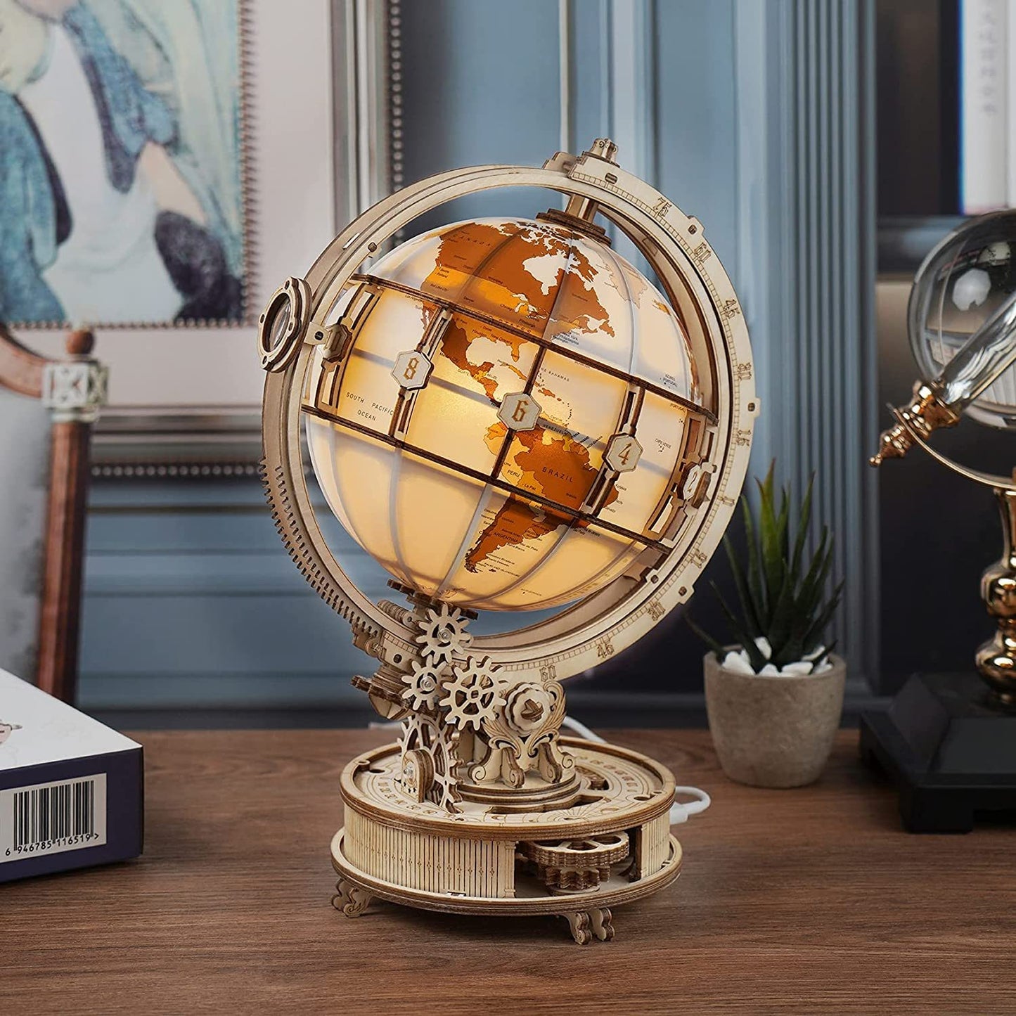 ROKR Luminous Globe – 3D Wooden Puzzle Model Kit (180 PCS)