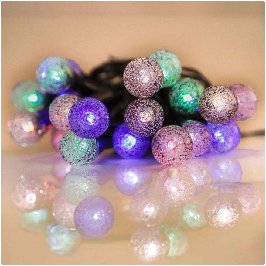 Solar LED Stake Lights – Multi-Coloured 20 Ball Outdoor Garden & Path Lighting