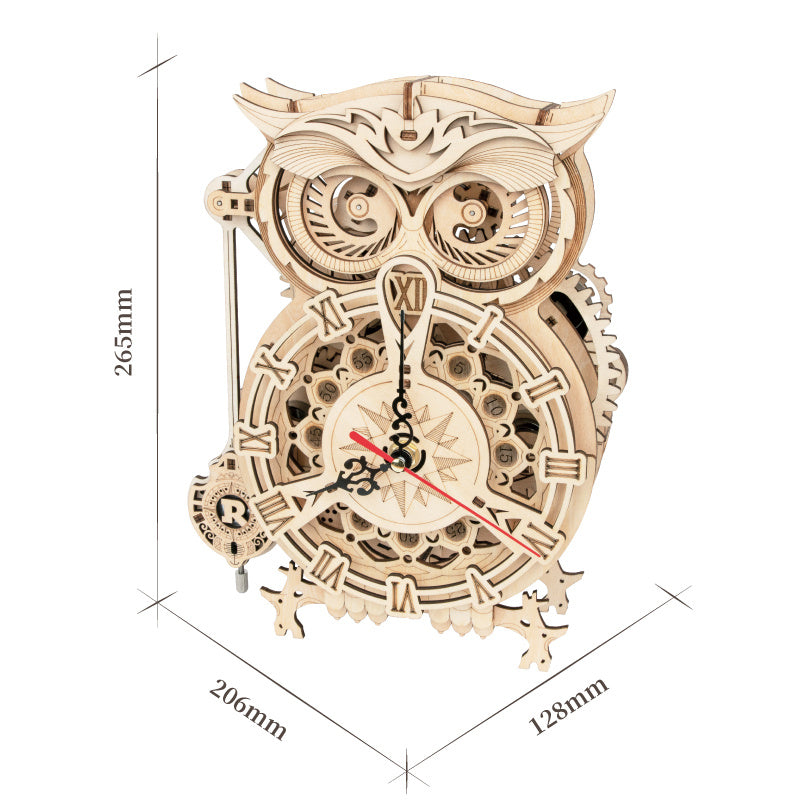 ROBOTIME ROKR DIY 3D Owl Wooden Clock Kit – Creative Building Blocks for Kids & Home Decoration (LK503)