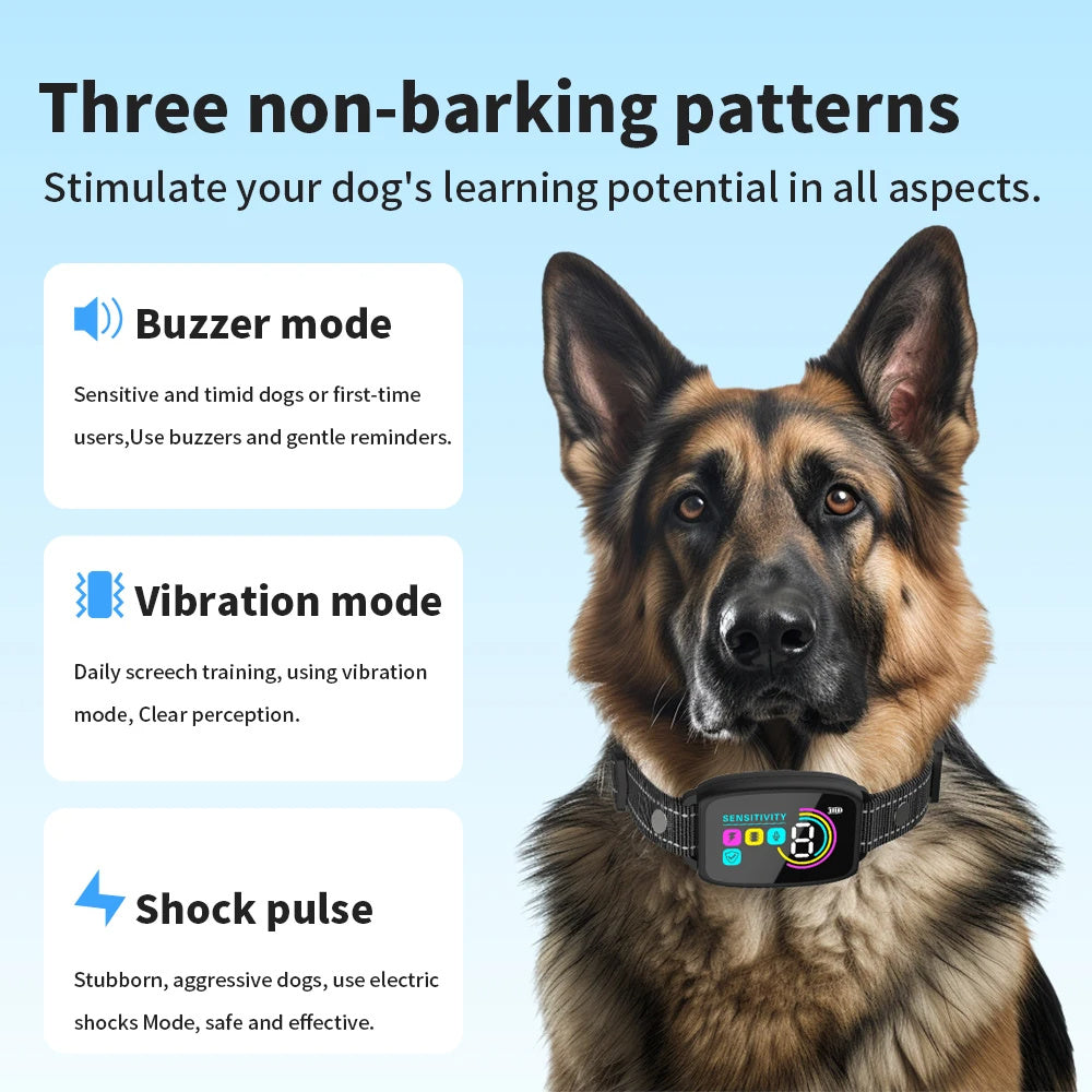 Smart Automatic Anti-Barking Dog Collar – Rechargeable Bark Stopper with HD Display & Waterproof Design