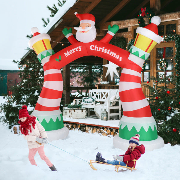 8.9ft Christmas Inflatable Arch – Holiday Decoration with 7 LED Lights & Drawstring Pockets | Pixel & Parcel Co.