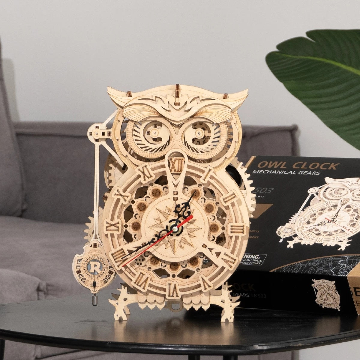 ROBOTIME ROKR DIY 3D Owl Wooden Clock Building Kit LK503 – Creative Toy & Home Decoration