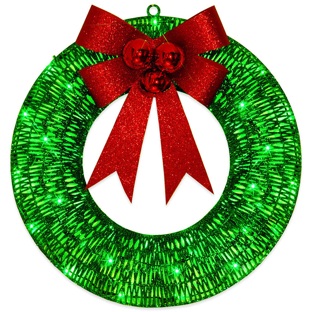 Christmas Garland 50cm LED Luminous Wreath with Warm Lights & Big Bowknot