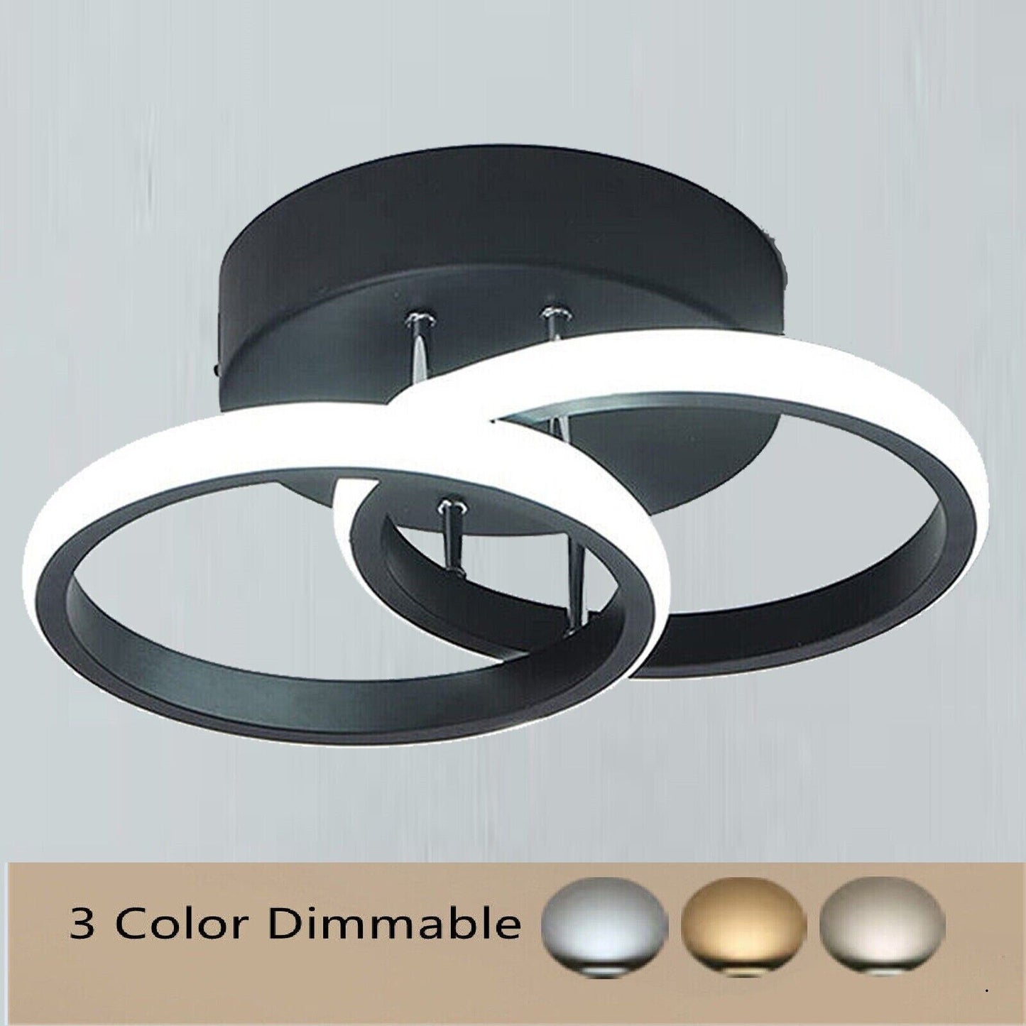 Modern LED Ceiling Light – Double Round Pendant Lamp for Bedroom & Living Room