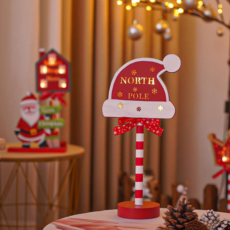 Christmas Road STOP Decorative Wooden LED Light – Festive Atmosphere Sign Lamp | Pixel & Parcel Co.