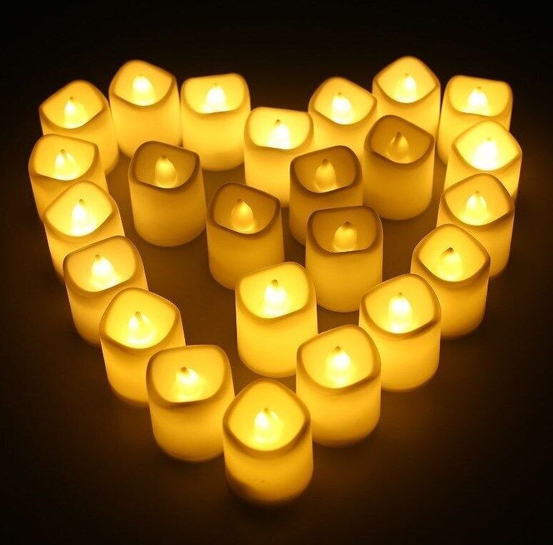 24PCS LED Tea Light Candles – Flameless Battery Operated Wedding & Party Decoration (UK)