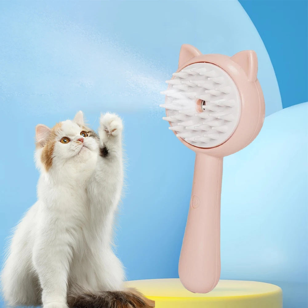 Hair Cleaning Brush with Mist – Rechargeable Self-Cleaning Slicker Brush for Dogs & Cats