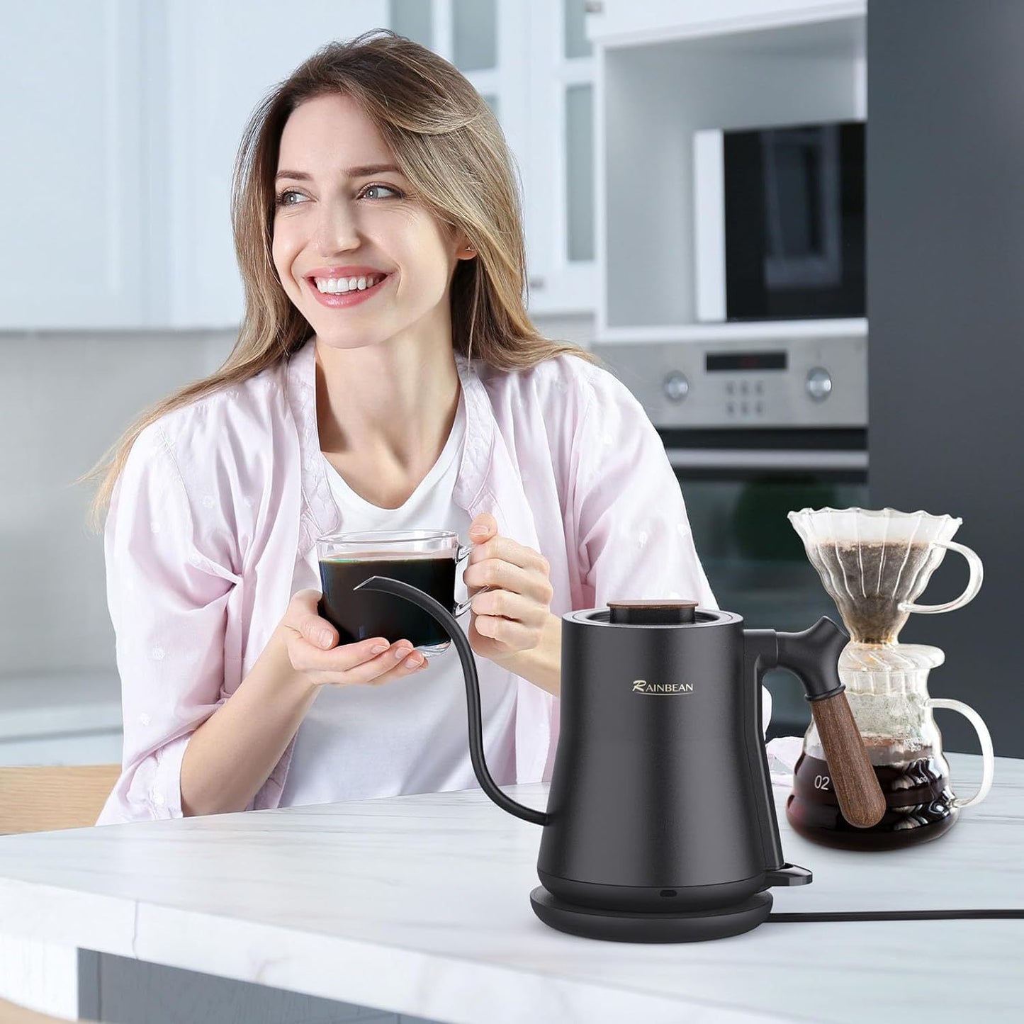 Gooseneck Electric Kettle – Stainless Steel Pour Over Coffee & Tea Kettle with Auto Shutoff