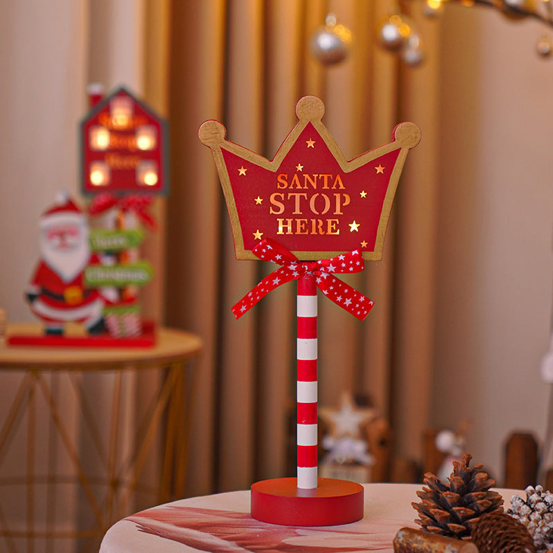 Christmas Road STOP Decorative Wooden LED Light – Festive Atmosphere Sign Lamp | Pixel & Parcel Co.